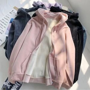 kawaii cute light coral pink hoodie thermal jacket